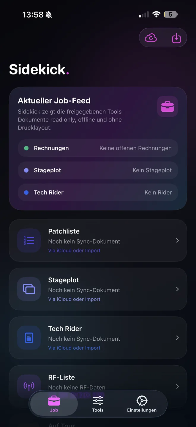 Klangkraft Sidekick auf dem iPhone