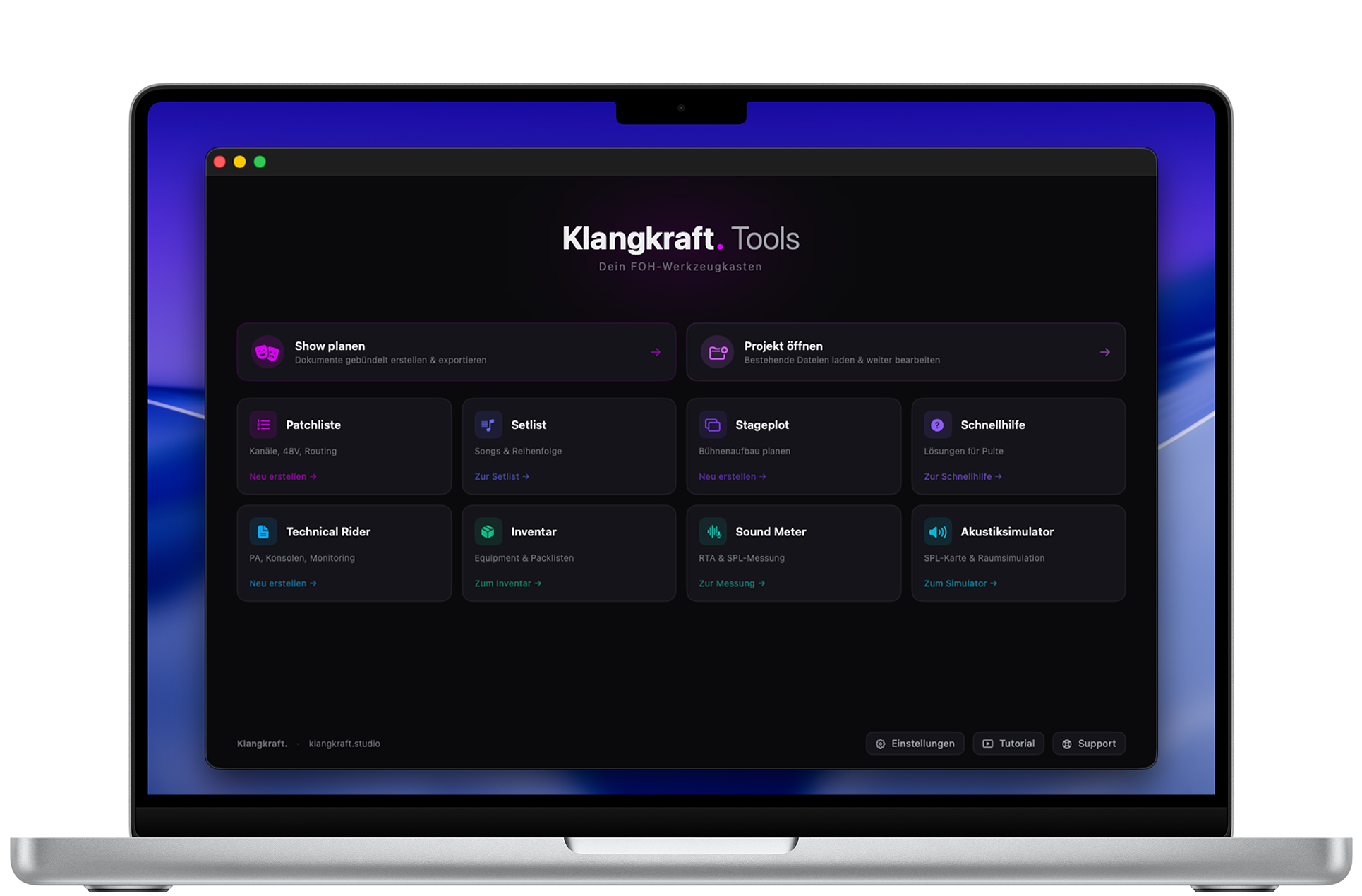 Klangkraft Tools auf dem Mac